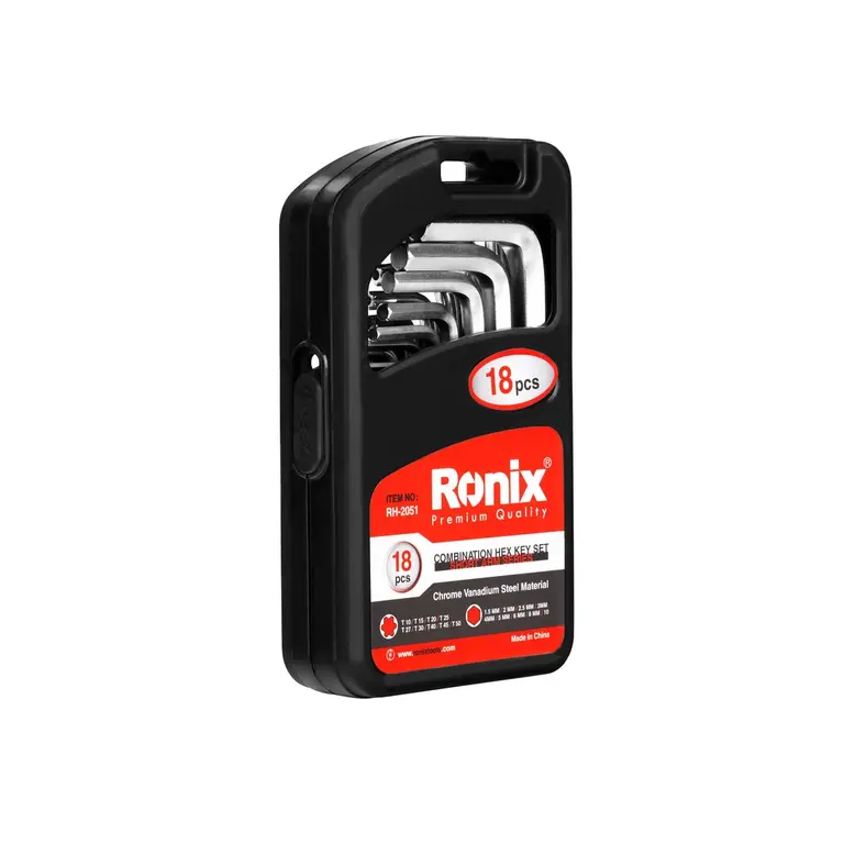 مجموعه ۱۸ عددی آچار آلن کوتاه ترکیبی Ronix مدل RH-2051